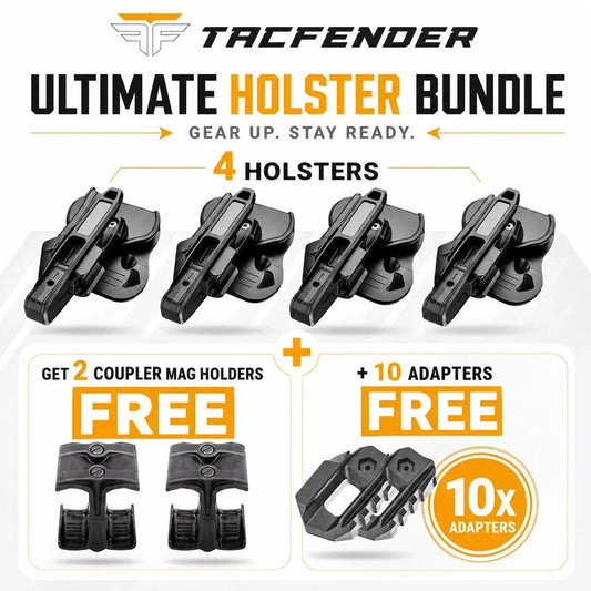 TACFENDER Ultimate Holster Bundle — 4 holsters + 2 free coupler mag holders + 10 free adapters